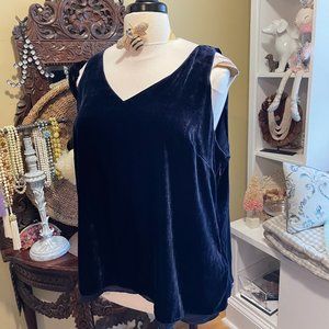 Lisa Rinna NWOT 2X Navy Blue Velvet Top